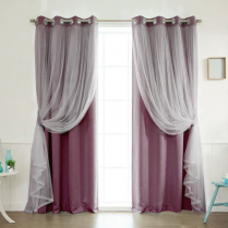 Комбинированные шторы на люверсах Таня арт - 11 цвет фиолетовый