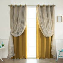 Комбинированные шторы на люверсах Таня арт - 3 цвет золотой