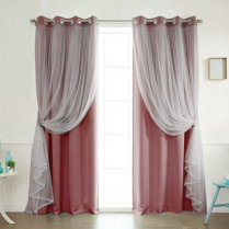Комбинированные шторы на люверсах Таня арт - 7 цвет розовый