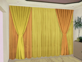Шторы для гостиной  из тюля Турин арт - 11 цвет карамельный и жетлый
