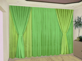 Шторы для гостиной  из тюля Турин арт - 8 цвет зеленый и салатовый