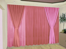 Шторы для гостиной  из тюля Турин арт - 9 цвет бордовый и розовый